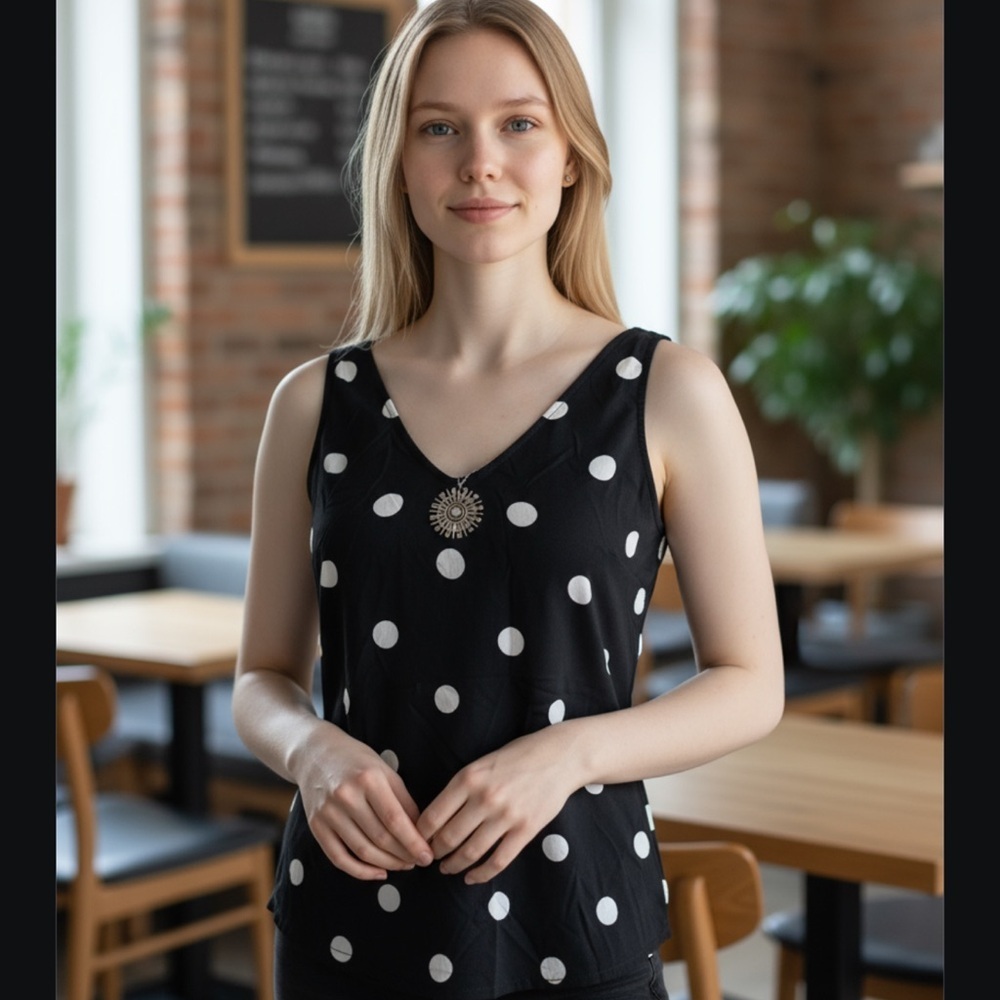 Old Navy Medium Black and White Embellished Camisole Tank Top​​